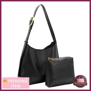 Large Vegan Leather Tote Bag with Wallet, Multi-Way Wear Shoulder Purse